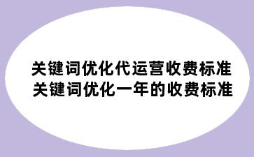 关键词优化代运营收费标准 关键词优化一年的收费标准